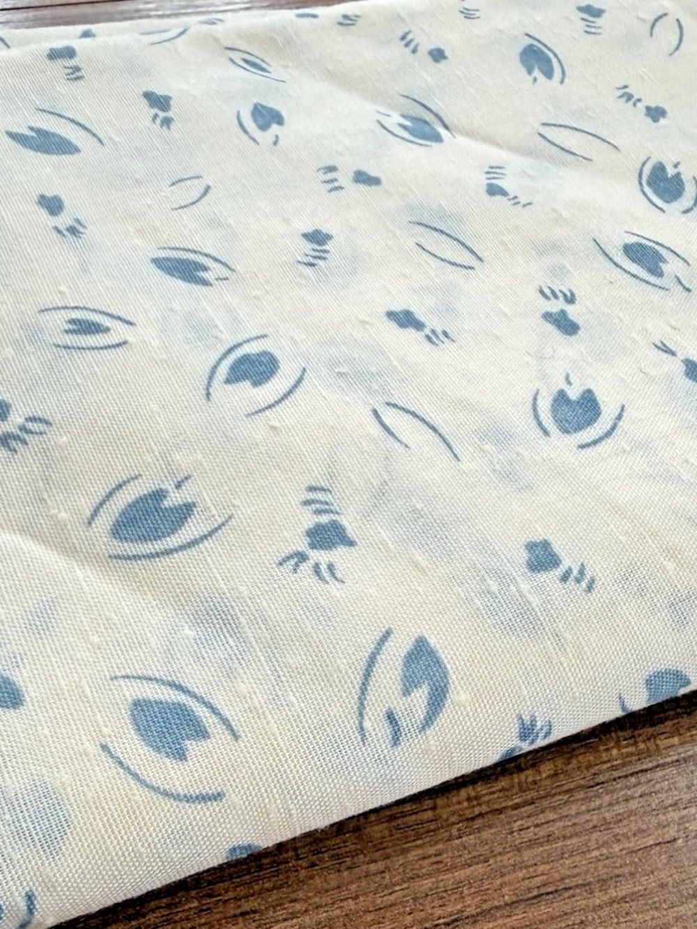 VTG Wamsutta Cotton Nub Textured Cream Blue Fabric 2 yards +2" L X 44" W